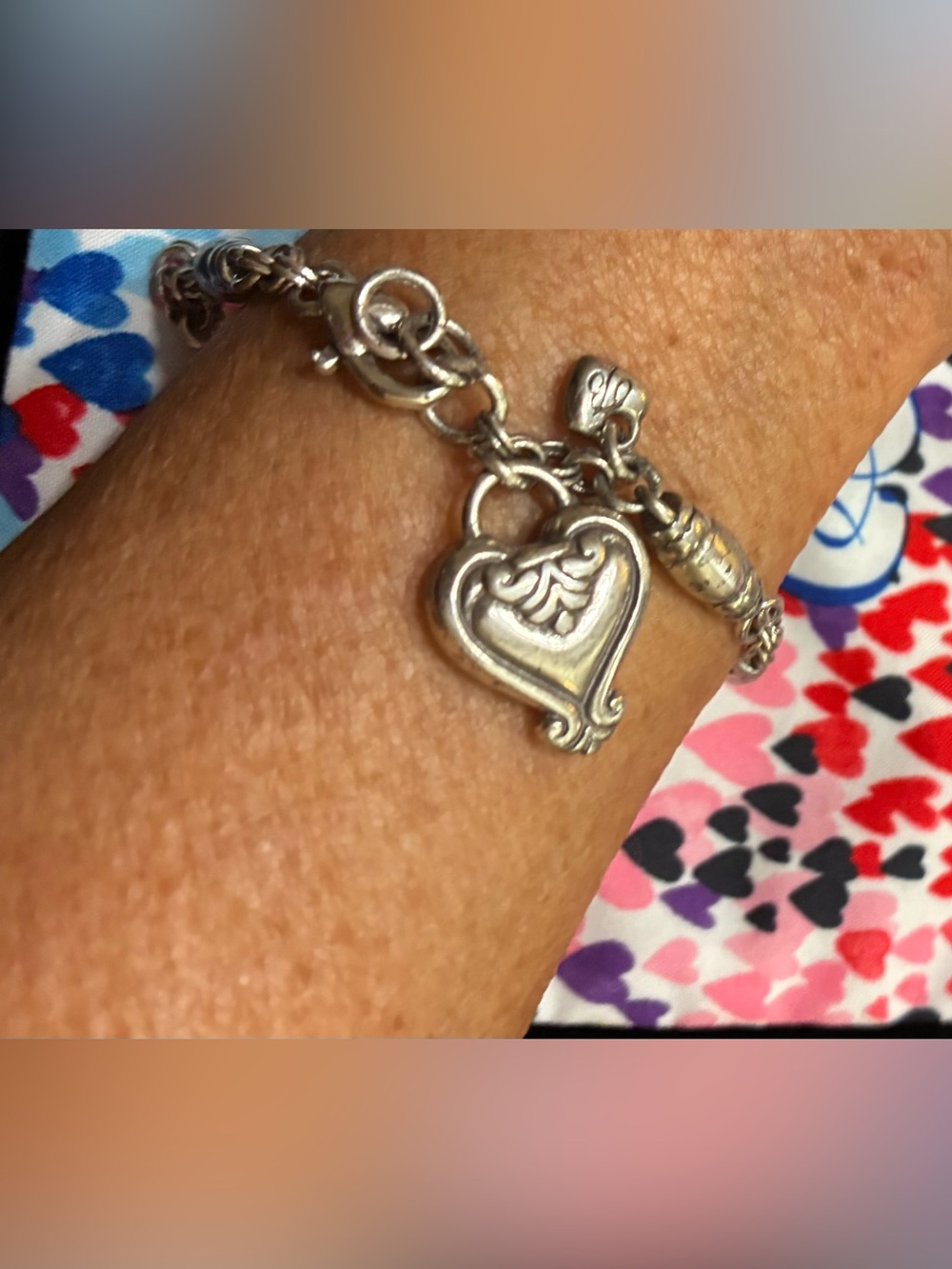 Brighton EUC Retired Blair Scroll
Bead Charm Bracelet w/ B Heart Charm 6.75"